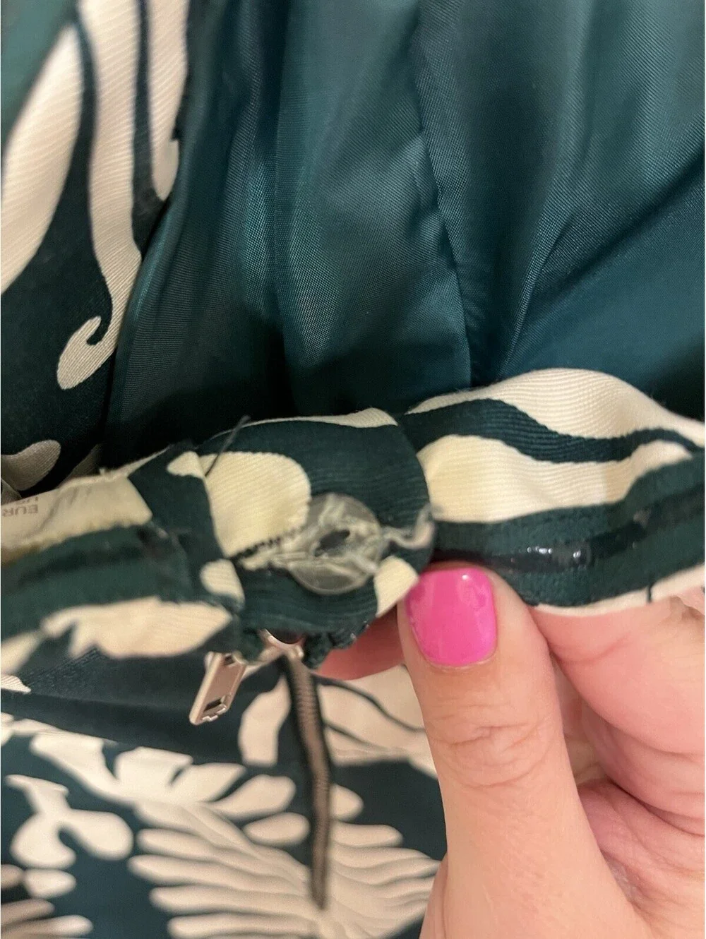 H&M Conscious Leaf Print Strapless Romper Pockets Boning size 12 Green White